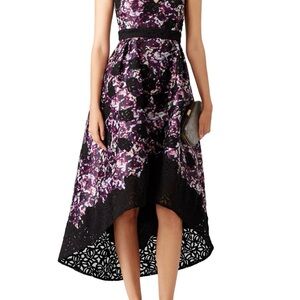Monique Lhuillier Floral Black and Purple Women's Dress